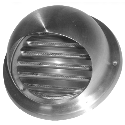 Muur rooster bol 250mm buitenlucht aluminium